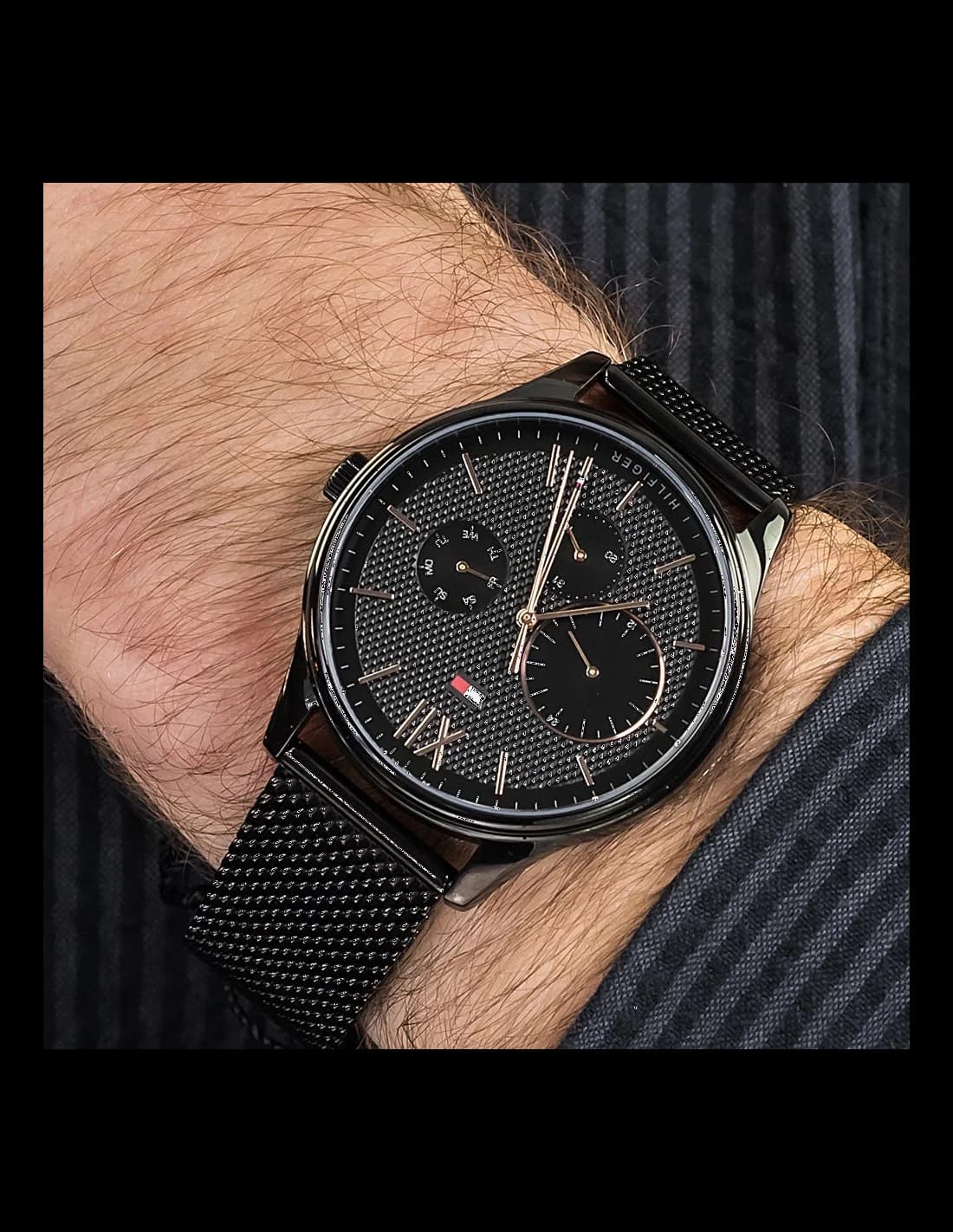 Bracelet Tommy Hilfiger 1791420 en maille milanaise argentée, fermoir déployant ajustable, finition élégante