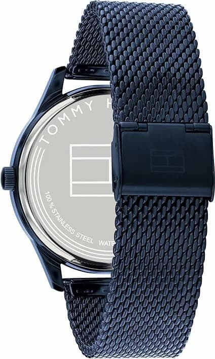 Bracelet Tommy Hilfiger 1791421 en acier avec finition maille milanaise bleue et boucle déployante