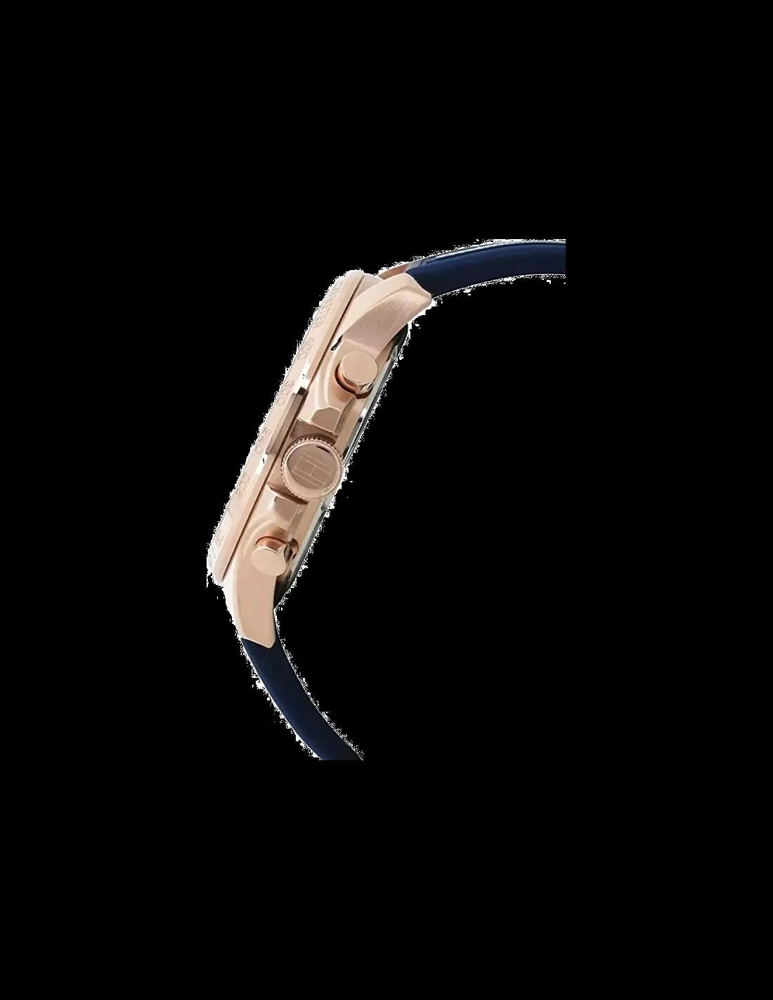 Cadran Tommy Hilfiger 1791474 avec index bâtons argentés, aiguilles luminescentes et date à 3h, design épuré et lisible