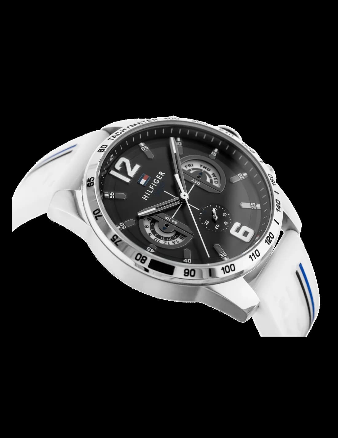 Bracelet Tommy Hilfiger 1791475 en silicone blanc avec boucle ardillon en acier doré, confortable