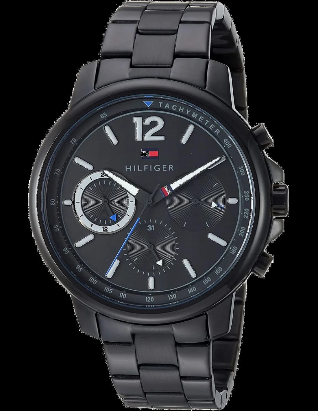 Montre Tommy Hilfiger 1791529 au cadran noir texturé et aiguilles luminescentes pour un look sport-chic