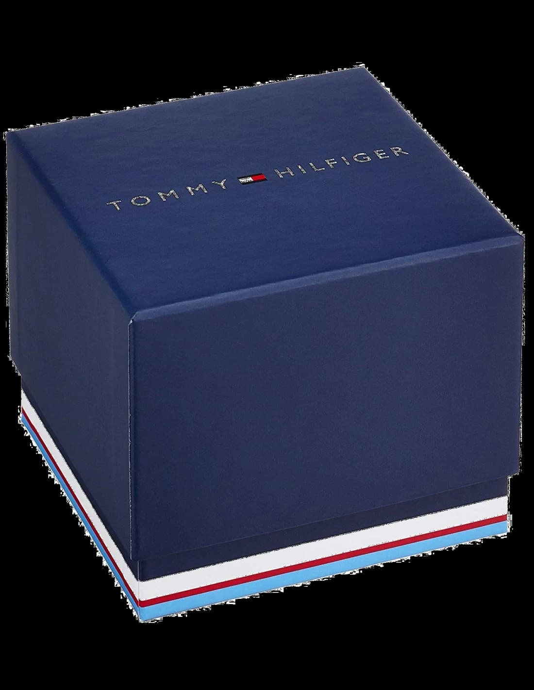 Cadran Tommy Hilfiger 1791547 avec cadran noir, index et aiguilles argentés, date à 3h, design épuré et lisible