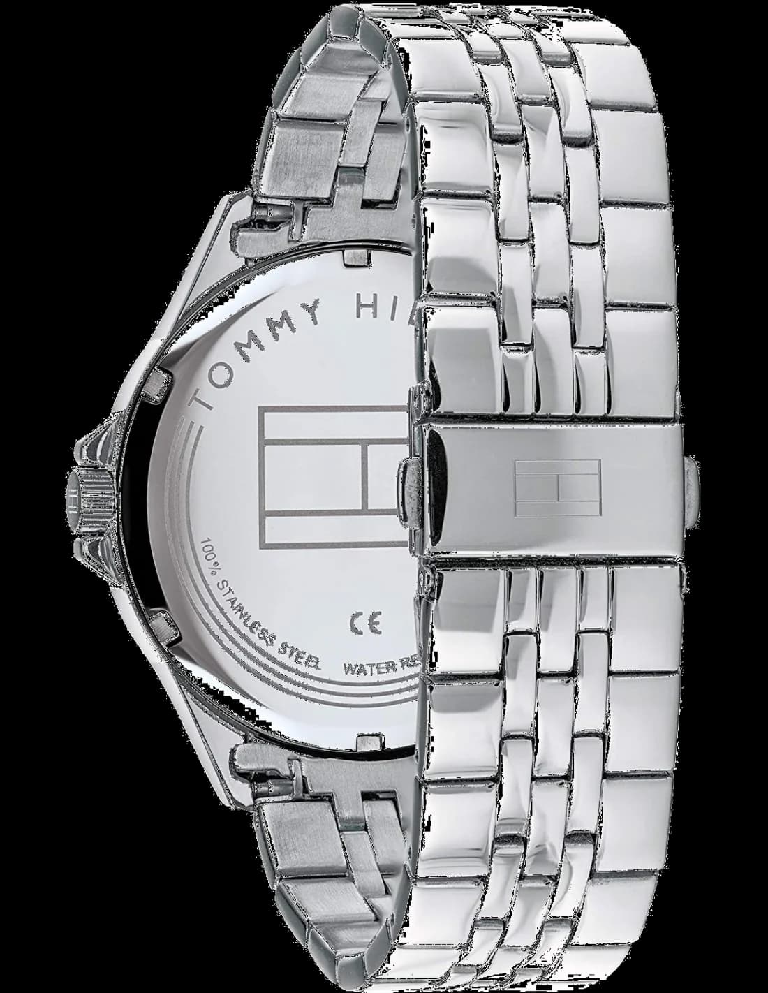 Cadran Tommy Hilfiger 1791612 bleu soleil avec index bâtons dorés et aiguilles luminescentes, date à 3h