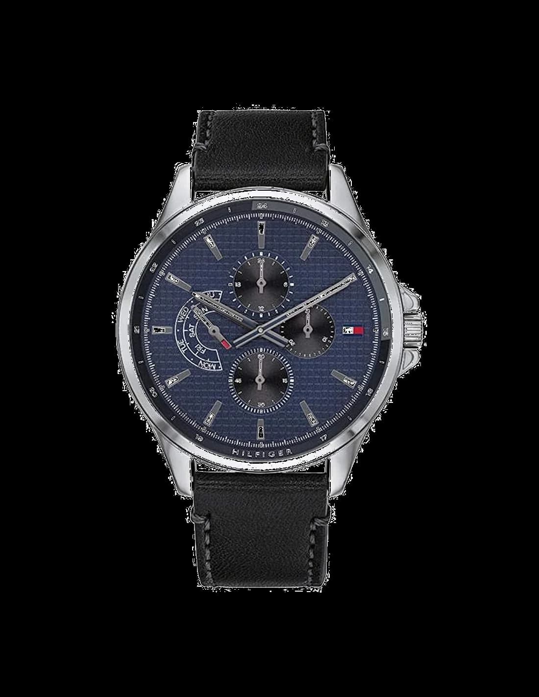 Montre Tommy Hilfiger 1791616 au cadran bleu soleil à trois aiguilles et date, style classique chic