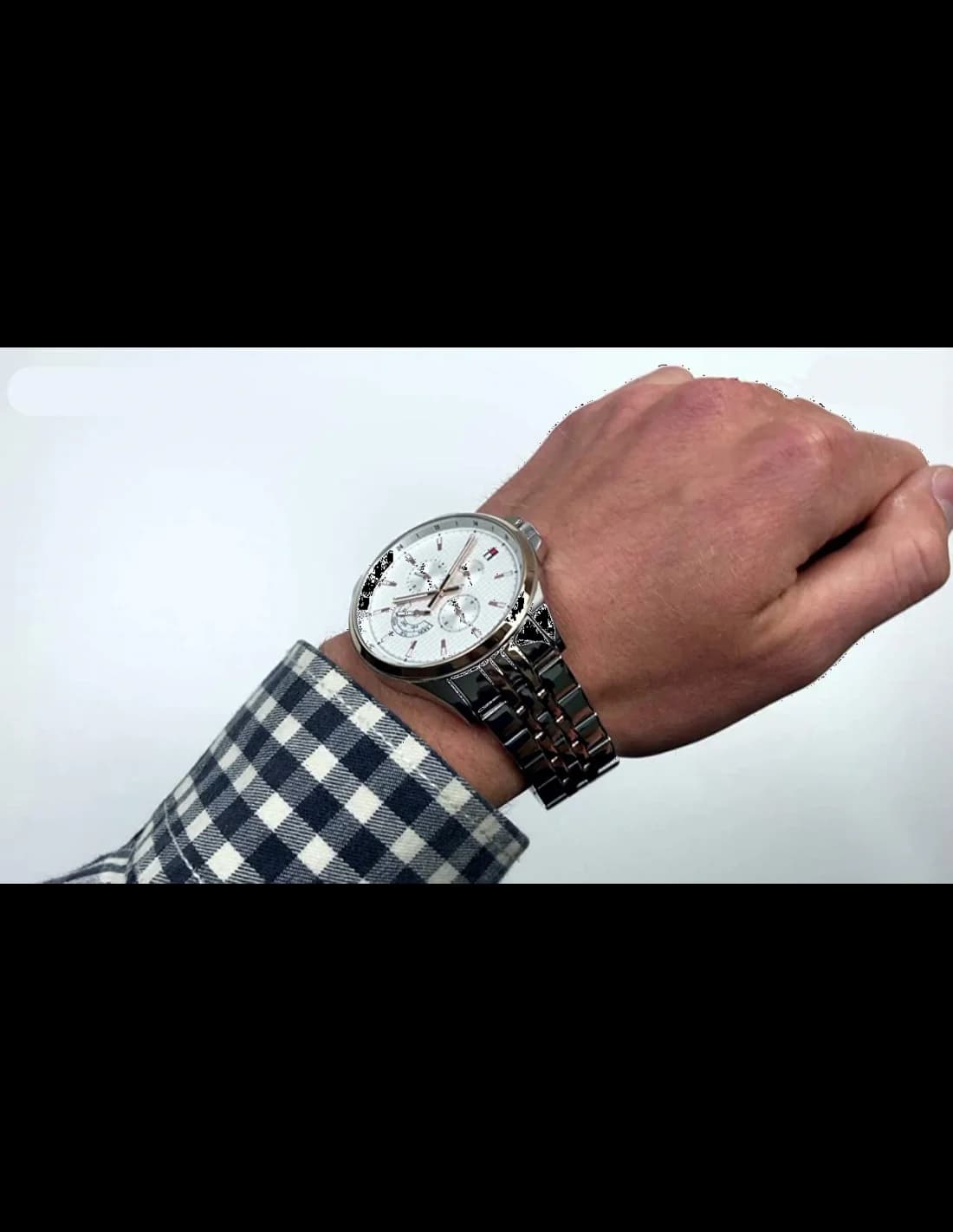 Bracelet Tommy Hilfiger 1791617 en acier inoxydable gris anthracite, finition brossée, fermoir déployant