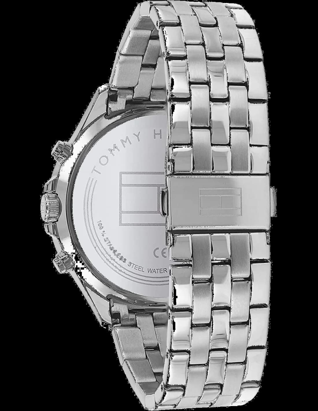 Bracelet Tommy Hilfiger 1791707 en acier inoxydable brossé avec maillons alternés satinés et polis et fermoir déployant