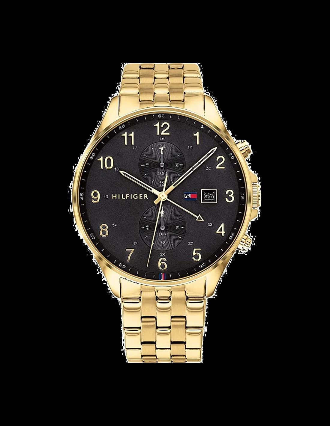 Montre Tommy Hilfiger 1791708 au cadran blanc soleil, index dorés et aiguilles bâton, style classique chic