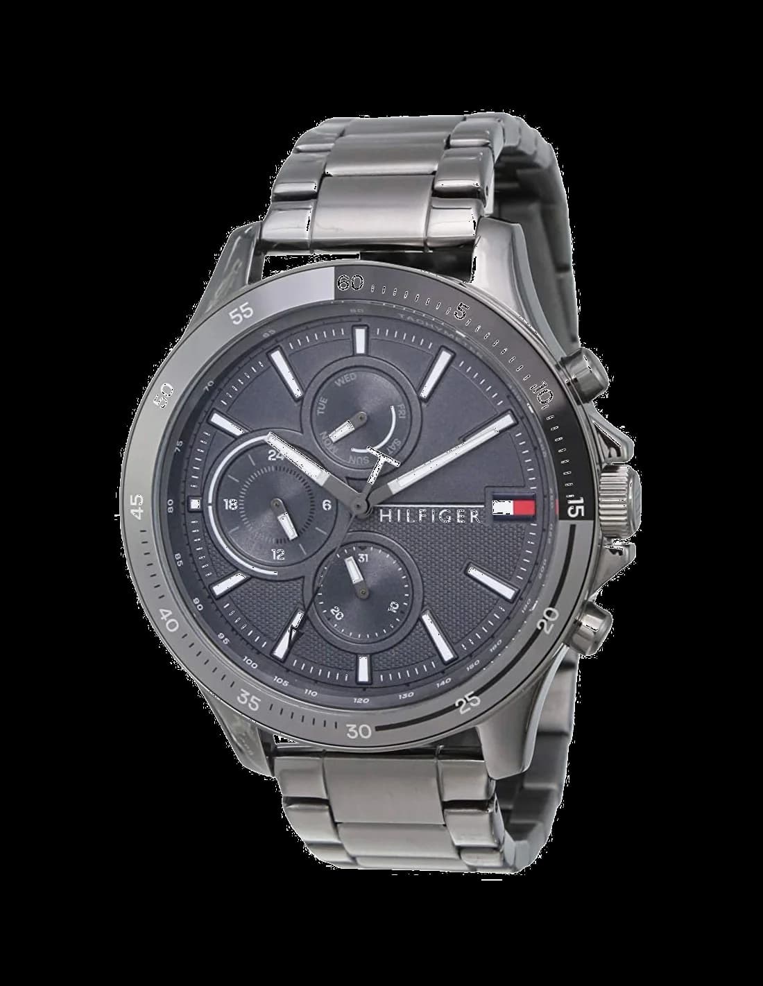 Montre Tommy Hilfiger 1791719 avec cadran bleu soleil et bracelet acier brossé, style élégant décontracté