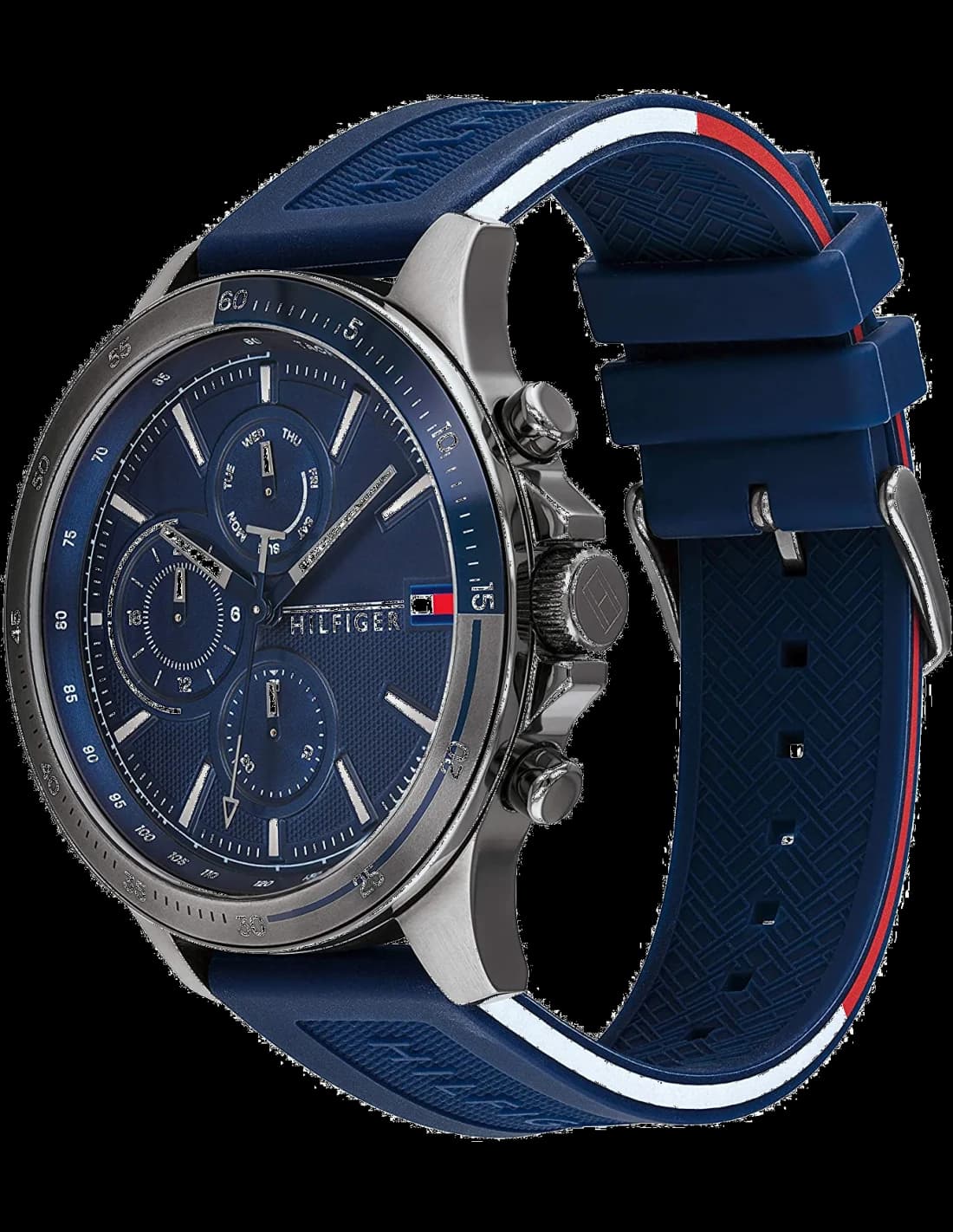 Cadran Tommy Hilfiger 1791721 aux index dorés et aiguilles luminescentes, date à 3h