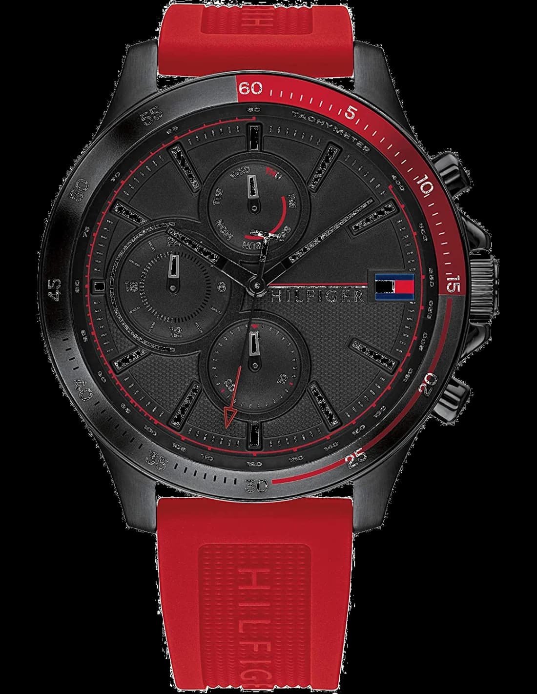 Montre Tommy Hilfiger 1791722 en Acier avec Bracelet Silicone Rouge