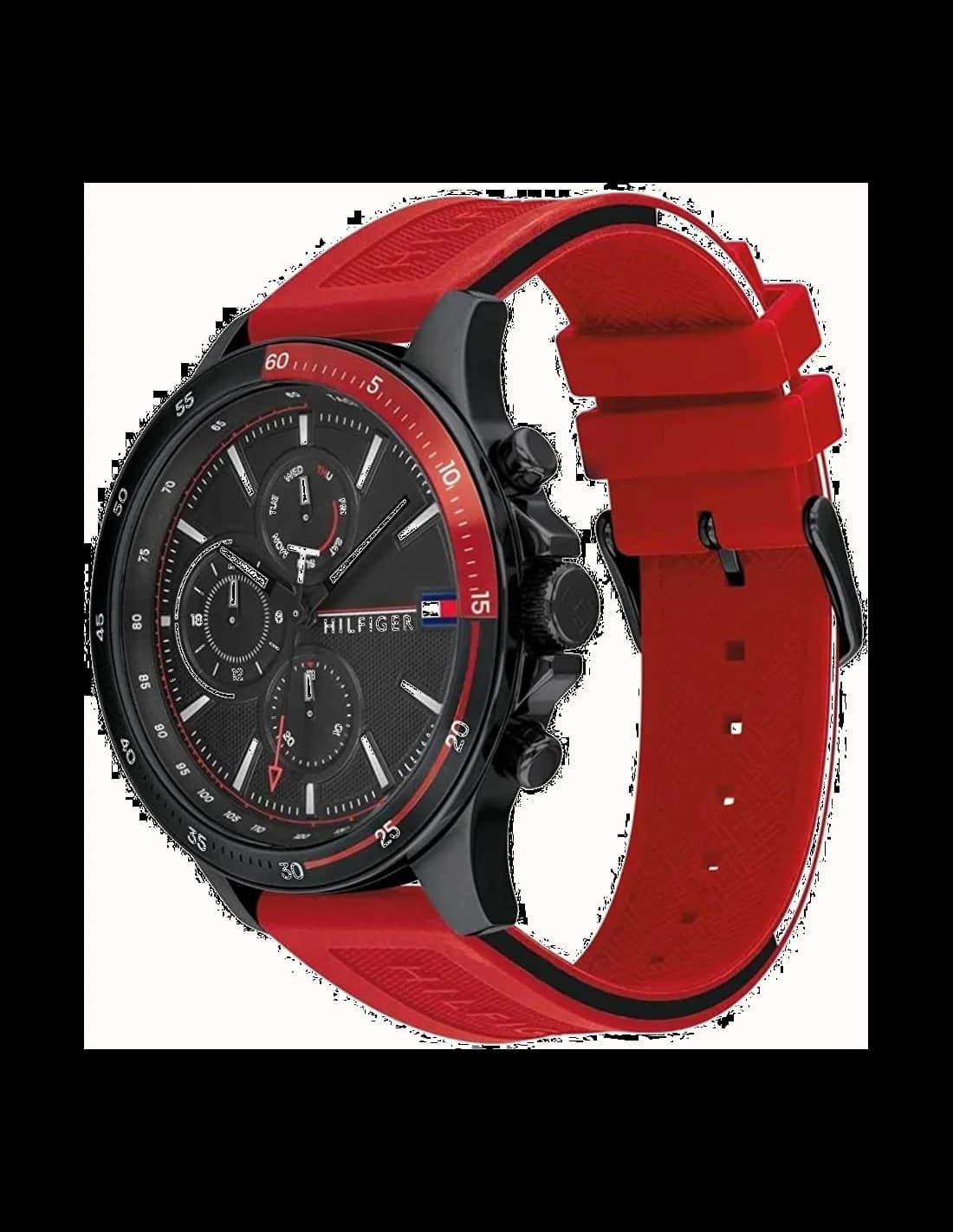 Cadran Tommy Hilfiger 1791722 blanc à index et aiguilles dorés, date à 3h, design épuré et lisible
