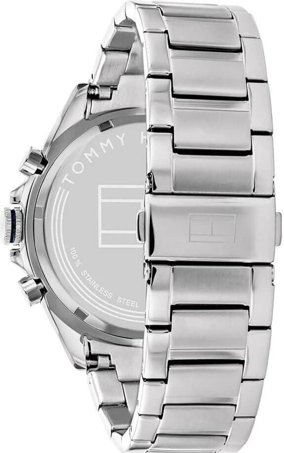 Bracelet Tommy Hilfiger 1791968 en acier argenté à maillons, fermoir déployant, style élégant et sportif