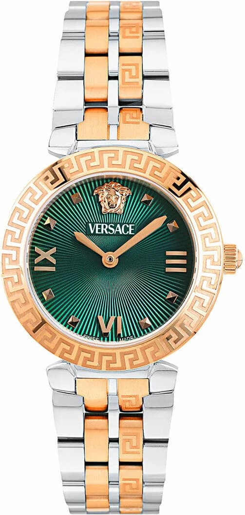 Montre Versace VEOCA0224 avec cadran vert soleil et acier bicolore doré argent
