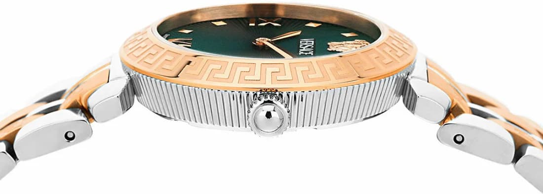 Montre Versace VEOCA0224 en Acier Bicolore avec Cadran Vert Soleillé vue 3