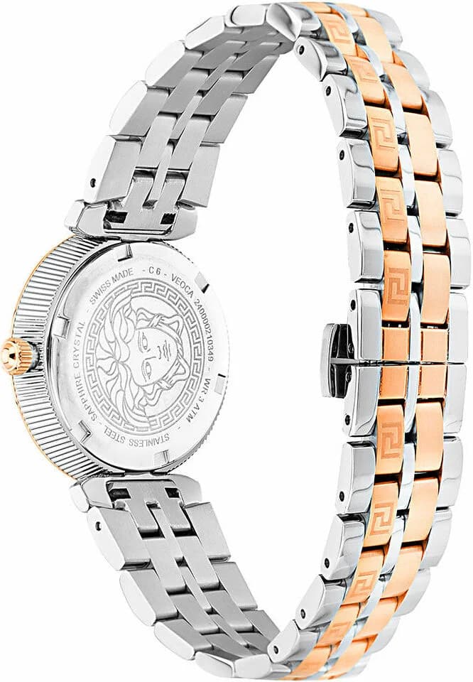 Boîtier Versace VEOCA0224 en acier bicolore de 40 mm avec lunette lisse et verre saphir