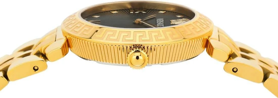 Bracelet Versace VEOCA0524 en acier doré à maillons, fermoir déployant et finition brillante raffinée