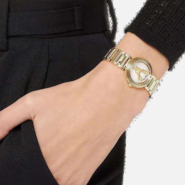 Bracelet Versace VET300221 en acier inoxydable bicolore or et argent, finition satinée