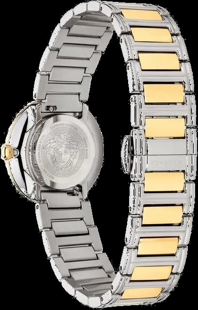 Bracelet Versace VET300721 en acier bicolore or et argent, fermoir déployant double sécurité