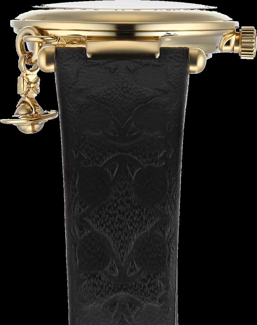 Montre Femme Vivienne Westwood Orb II VV006BKGD bracelet noir en cuir boitier doré vue 4