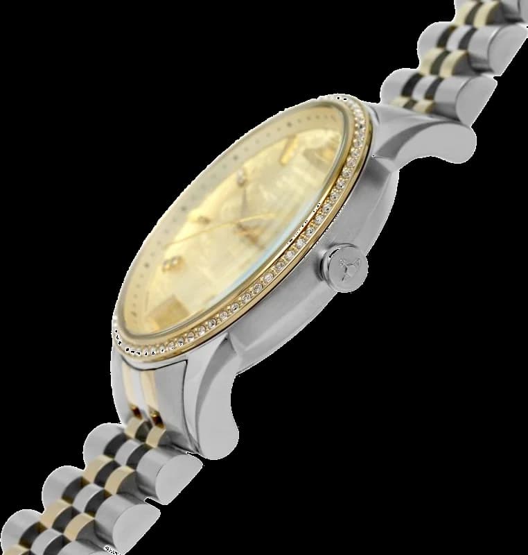 Bracelet Vivienne Westwood VV208CPSG bicolore acier et or, maillons polis et satinés, fermoir déployant sécurisé