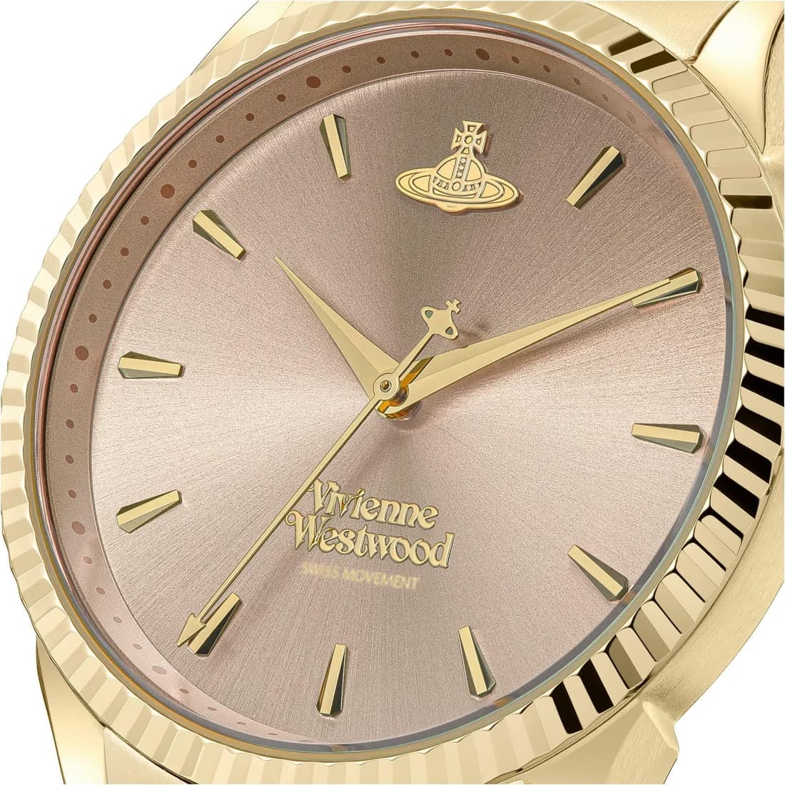 Bracelet Vivienne Westwood VV240PKGD bracelet acier doré avec fermoir déployante, maillons polis et satinés, confortable au poignet