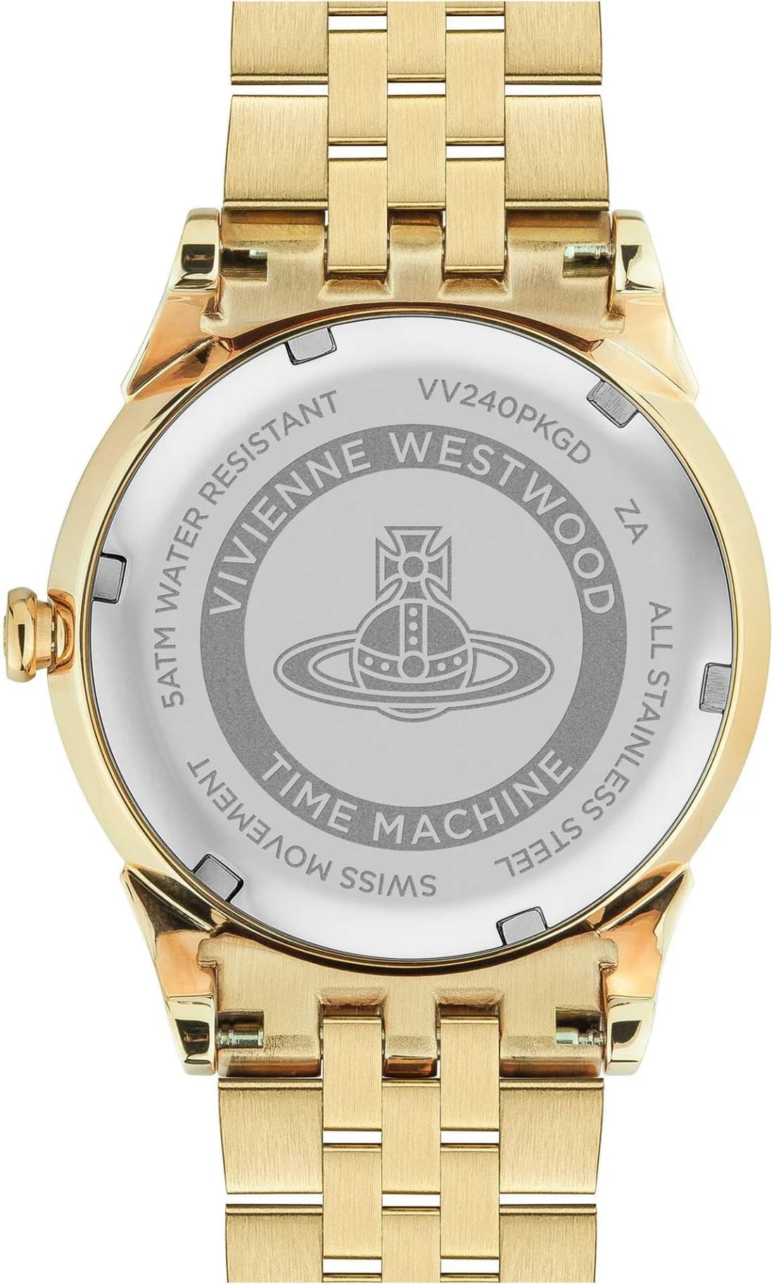 Boîtier Vivienne Westwood VV240PKGD boîtier acier doré 30mm, lunette lisse, verre minéral, vue de profil fin et raffiné