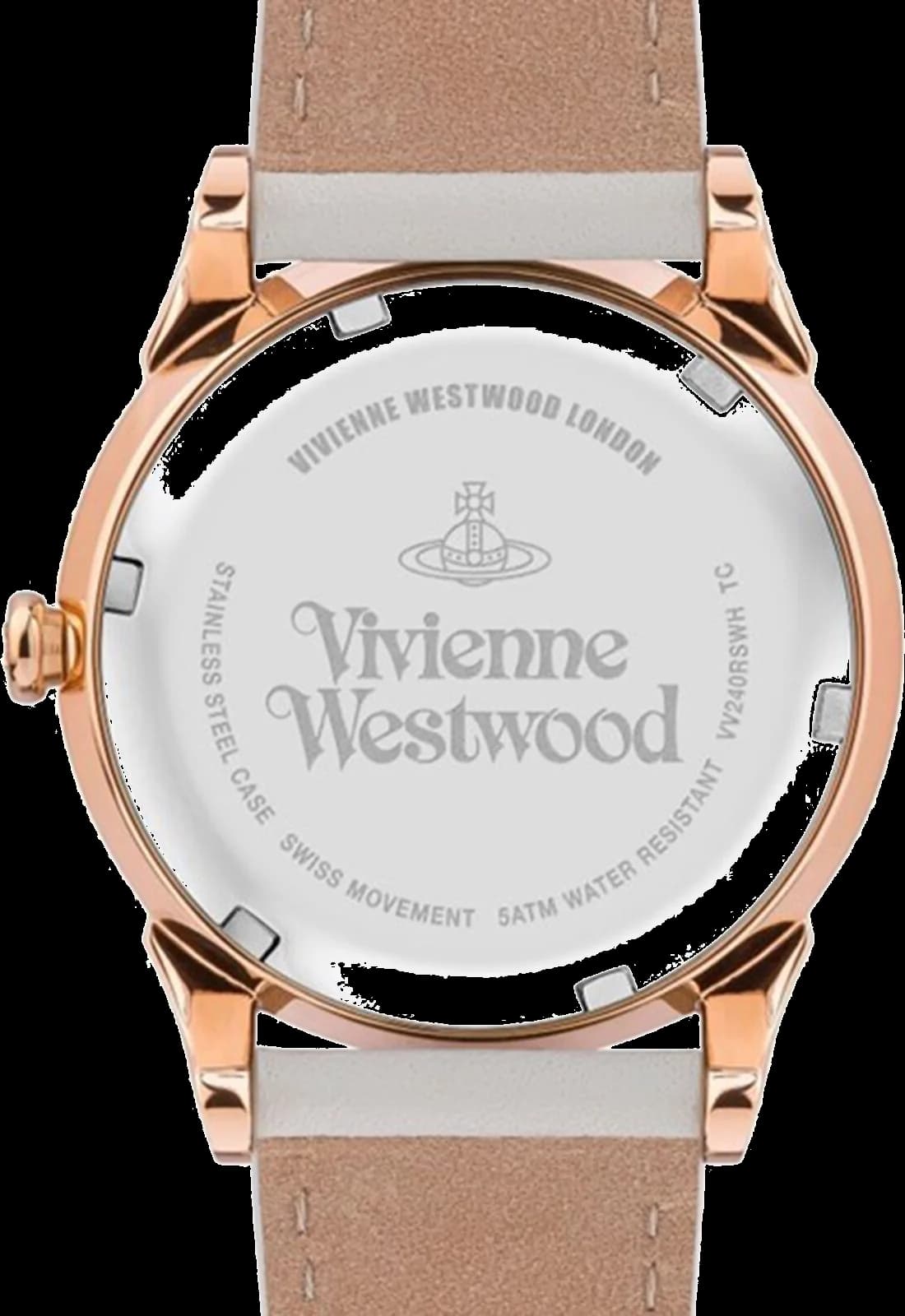 Boîtier Vivienne Westwood VV240RSWH rond en acier doré, lunette lisse et verre minéral