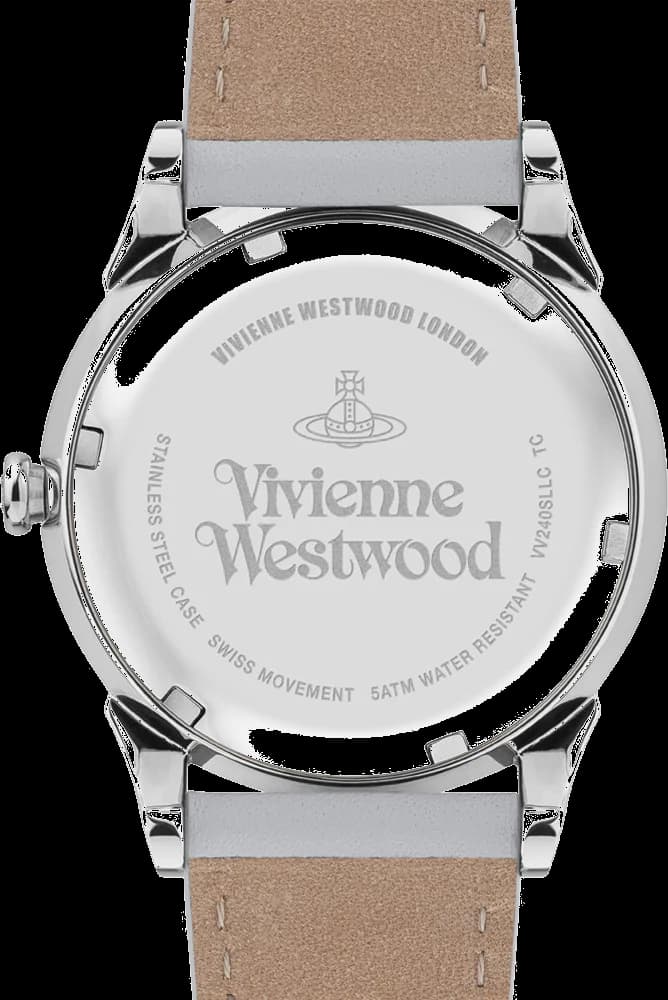 Boîtier Vivienne Westwood VV240SLLC rond en acier inoxydable, lunette polie, verre minéral, profil fin