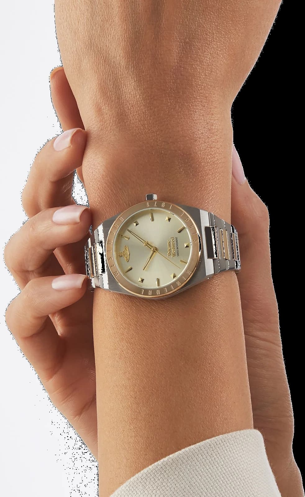 Montre Femme Vivienne Westwood Charterhouse VV244CPSG bracelet bicolore en acier cadran doré vue 6