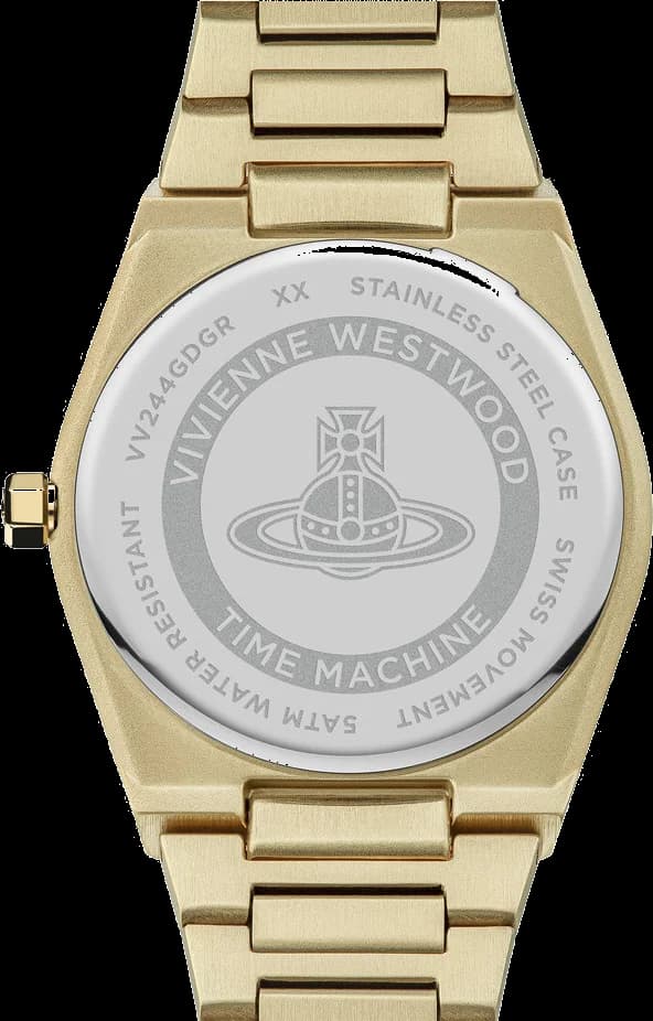 Montre Femme Vivienne Westwood Charterhouse VV244GDGR bracelet doré en acier cadran vert vue 5