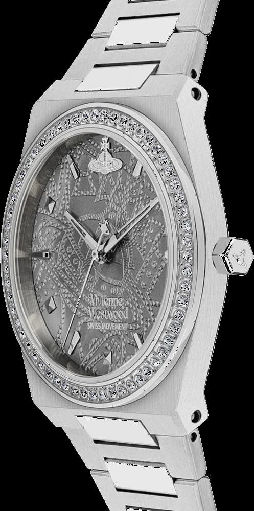 Bracelet Vivienne Westwood VV244GYSL en acier inoxydable argenté à mailles milanaises, fermoir déployante double sécurité ajustable