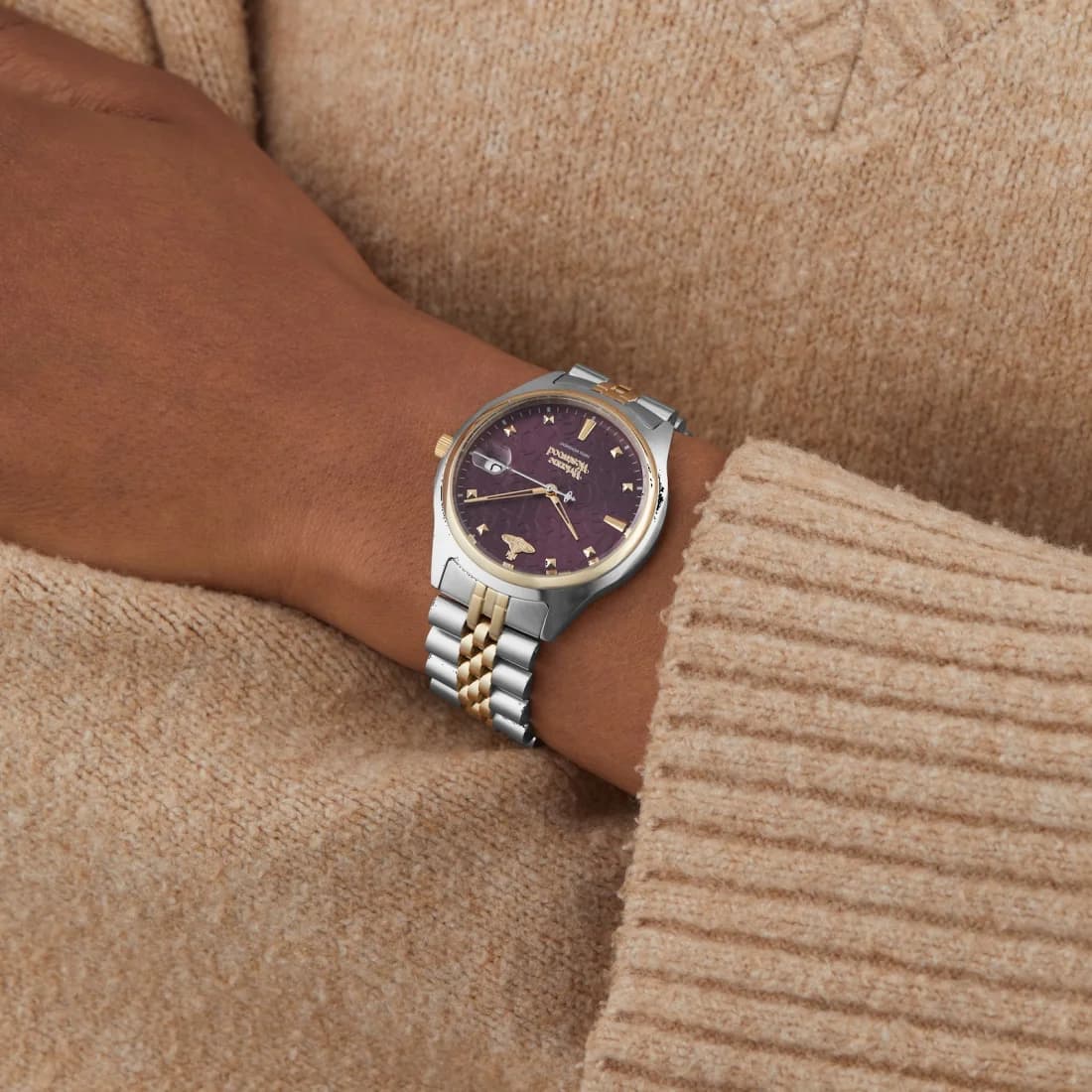 Montre Femme Vivienne Westwood Camberwell VV261BYSG bracelet bicolore en acier cadran violet vue 7