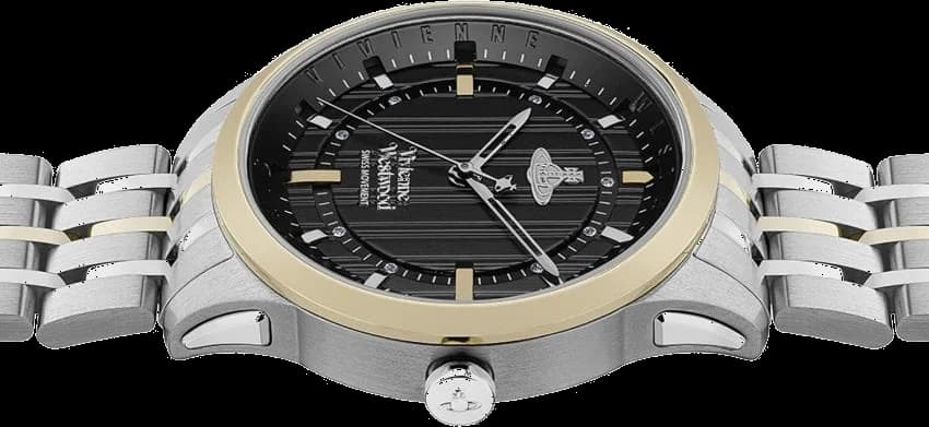 Montre Femme Vivienne Westwood East End VV262BKSG bracelet bicolore en acier cadran noir vue 5