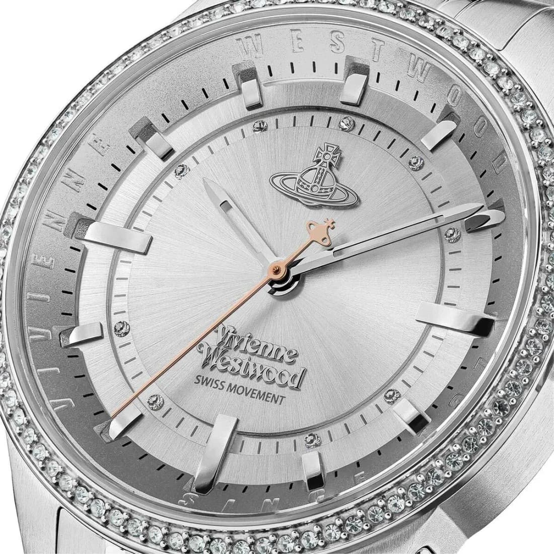 Bracelet Vivienne Westwood VV262WSSR en acier bicolore or et argent, maillons polis et satinés, fermoir déployant sécurisé