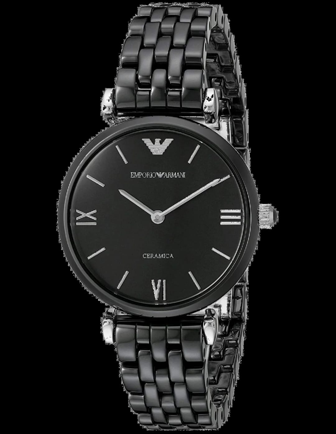 Emporio Armani Montre Femme Emporio Armani AR1487 en Céramique Noire à Maillons Fins