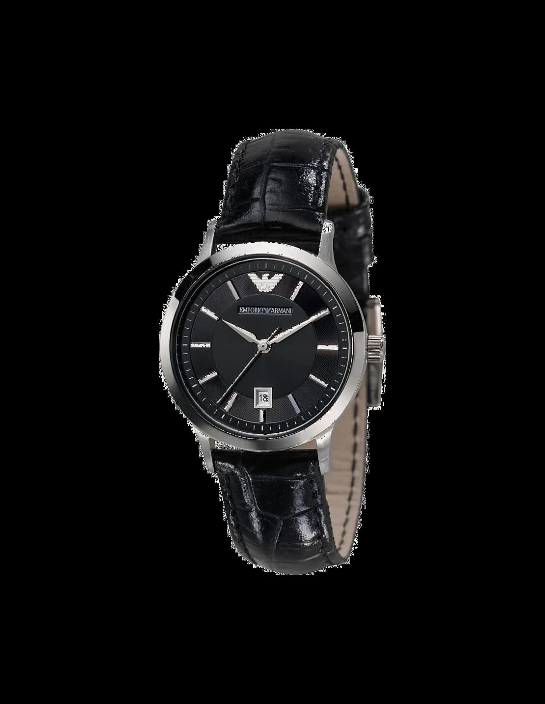 Emporio Armani Montre Femme Emporio Armani AR2412 Bracelet en cuir verni noir