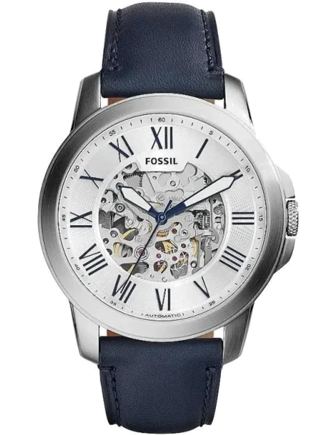 Fossil Montre Fossil ME3111 Automatique en Acier et Cuir Bleu