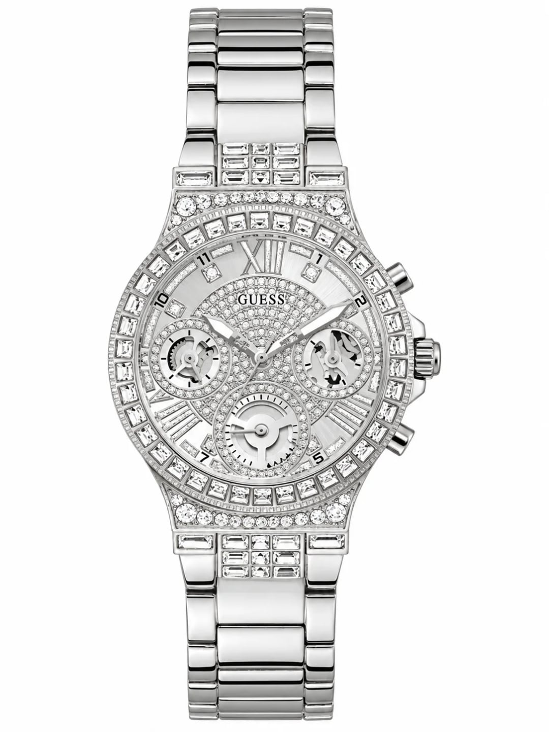 Guess Montre Femme Guess Moonlight GW0320L1 bracelet argent en acier boitier orné de strass
