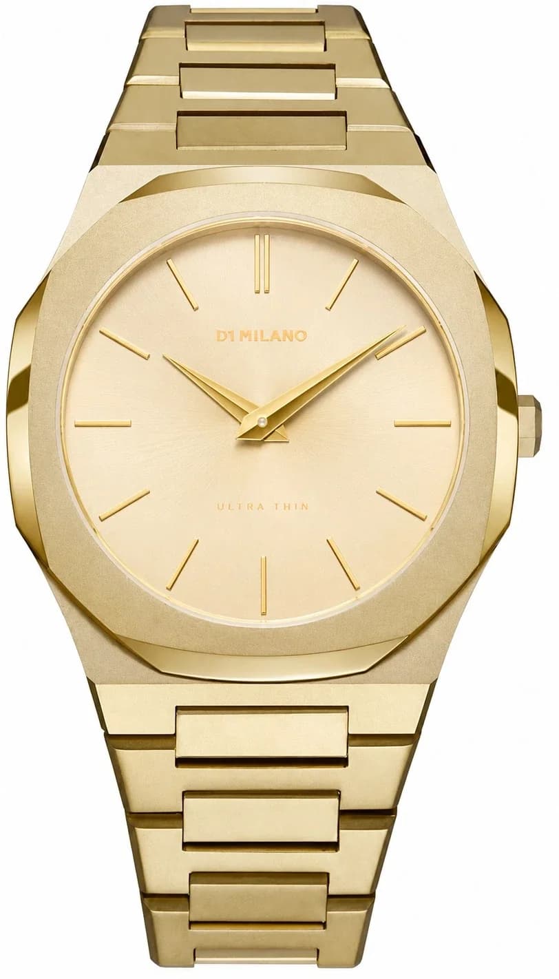 Montre unisexe D1 Milano UTBJ36, cadran or sur bracelet acier
