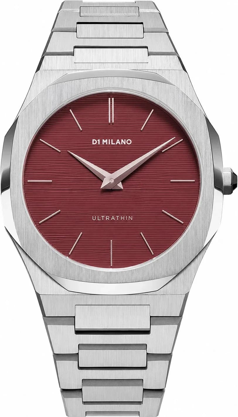 Montre unisexe D1 Milano UTBJ11, au cadran rouge et bracelet acier