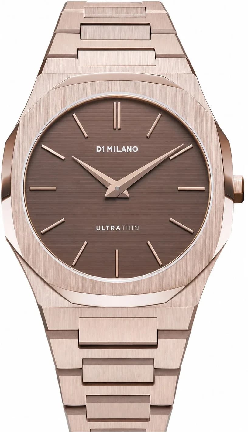 Montre unisexe D1 Milano UTBJ13, cadran marron et bracelet acier