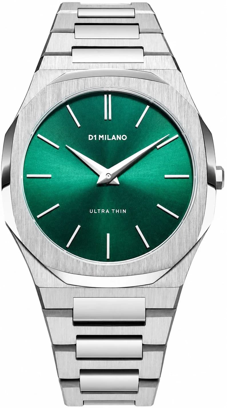 Montre homme D1 Milano UTBJ37, cadran vert sur bracelet acier