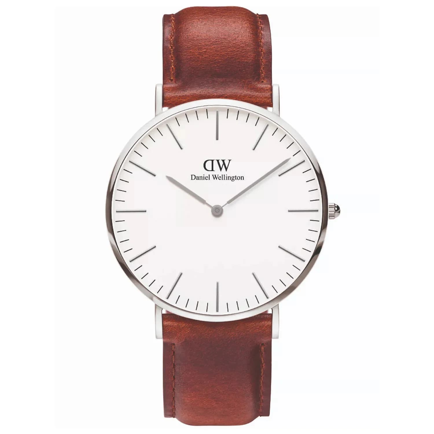 Montre homme Daniel Wellington DW00100021, cadran blanc, bracelet cuir marron, style classique
