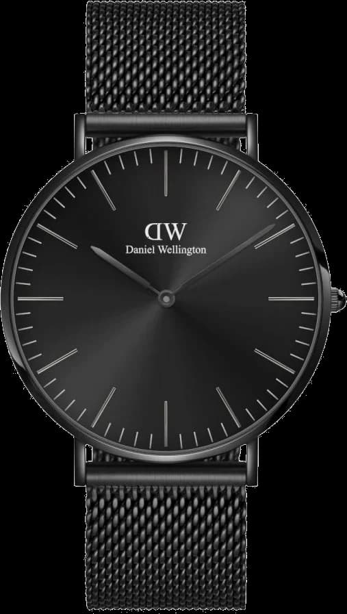 Montre unisexe Daniel Wellington DW00100632, au cadran noir et bracelet acier noir