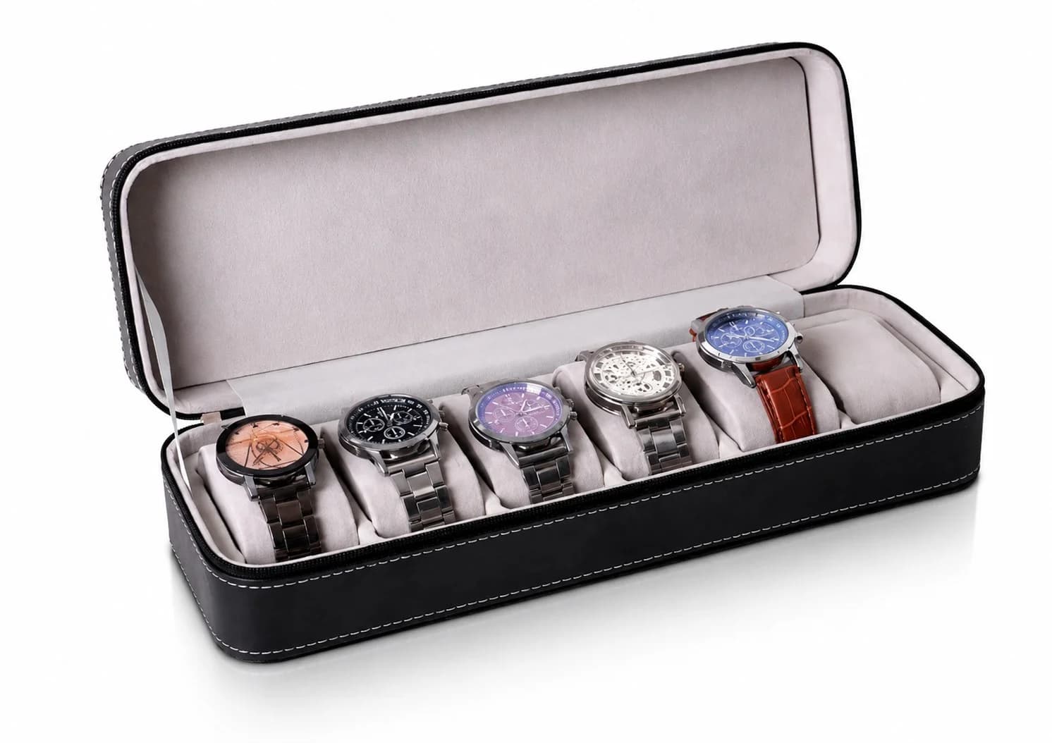 Montre Gasmann 260520-15, housse de rangement noire 6 compartiments