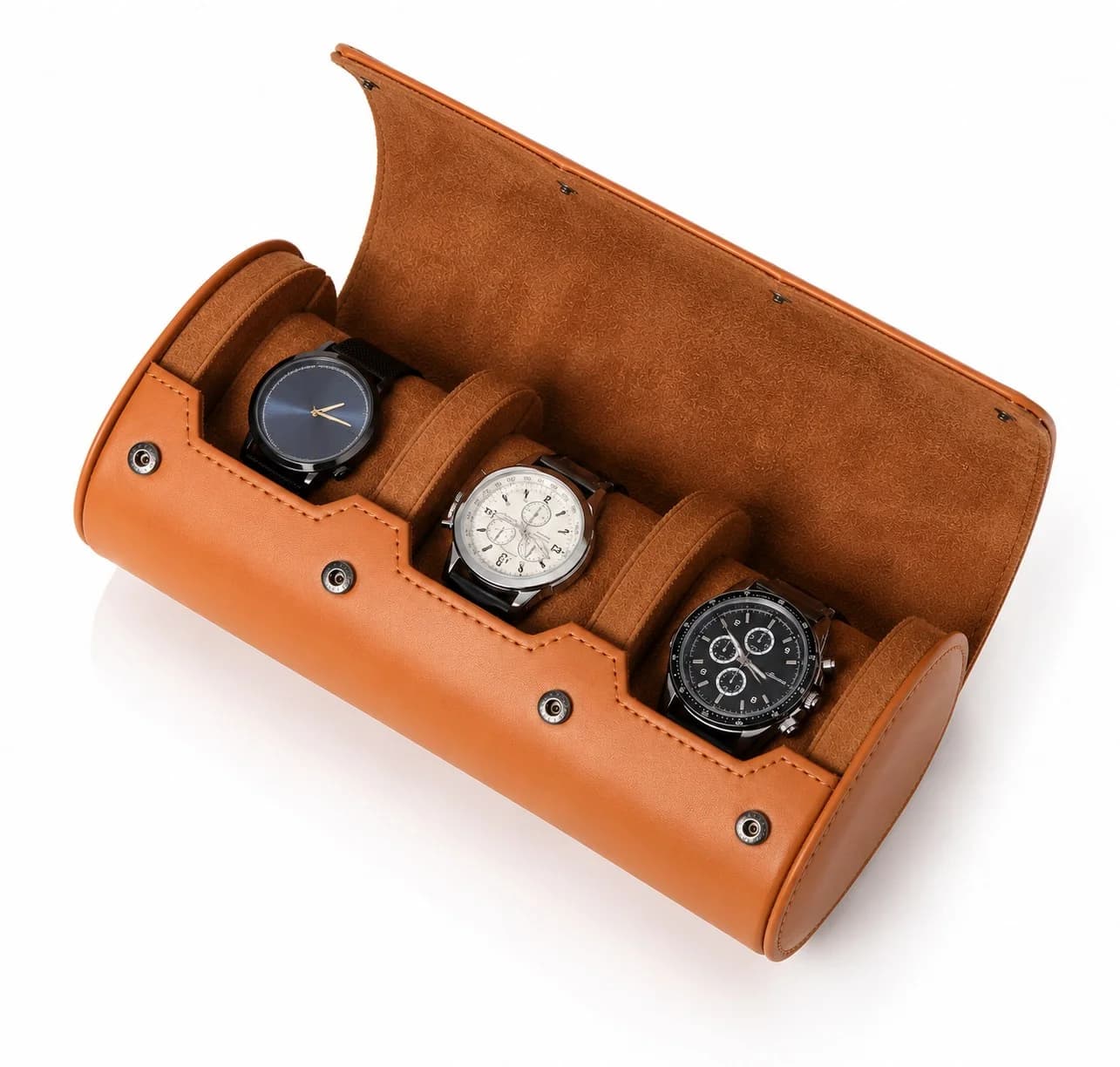 Montre Gasmann 260520-25, etui cuir marron clair pour trois montres