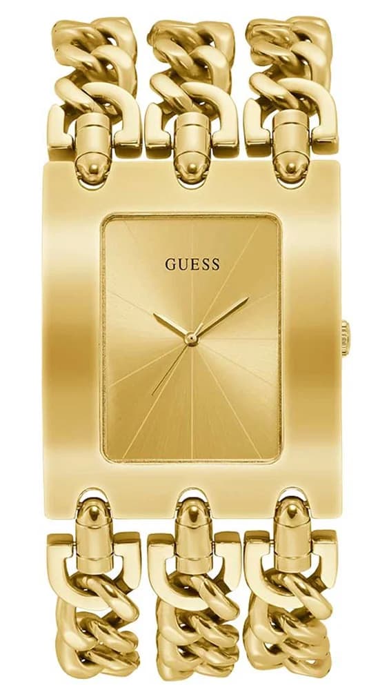 Montre femme Guess W1274L2, cadran or et bracelet maille chaîne