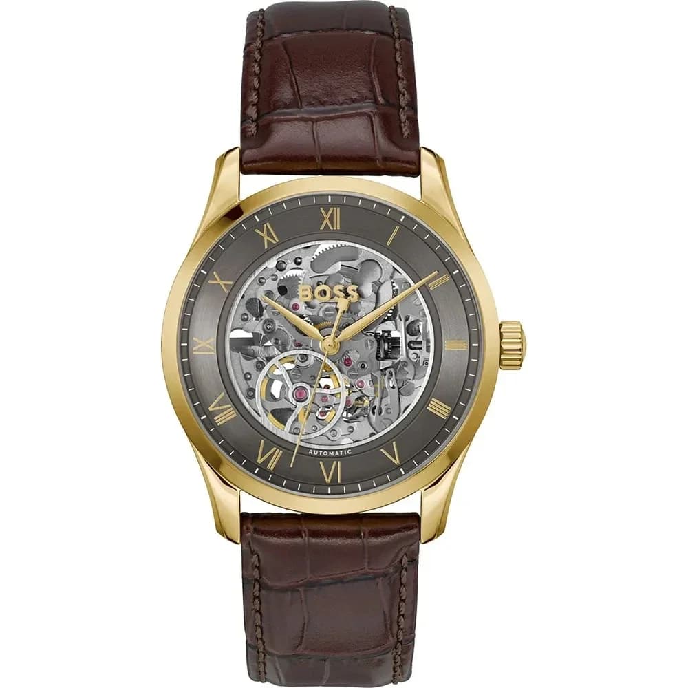Montre homme Hugo Boss 1514235, cadran gris avec bracelet cuir