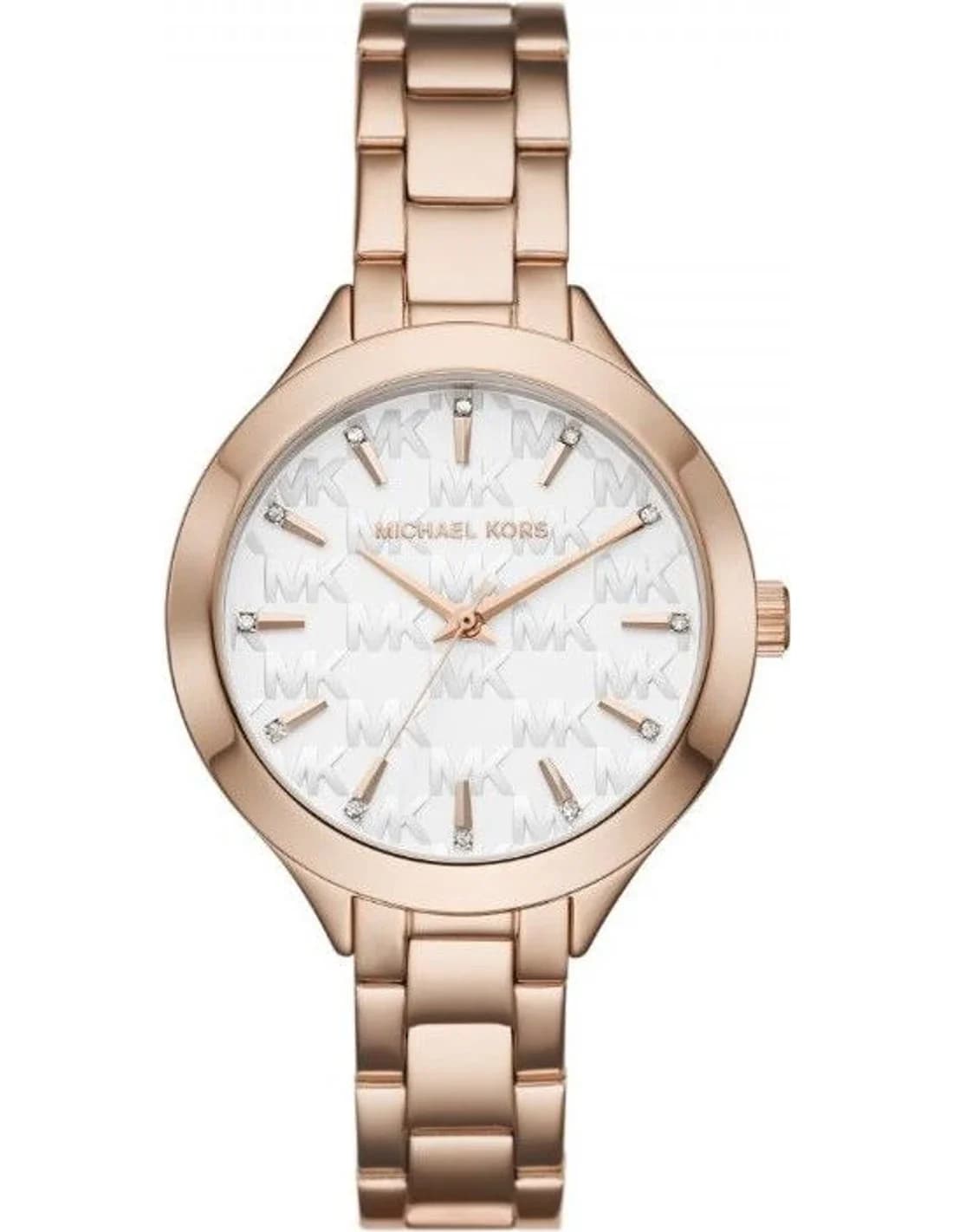 Montre femme Michael Kors MKO1057, cadran blanc et bracelet acier or rose