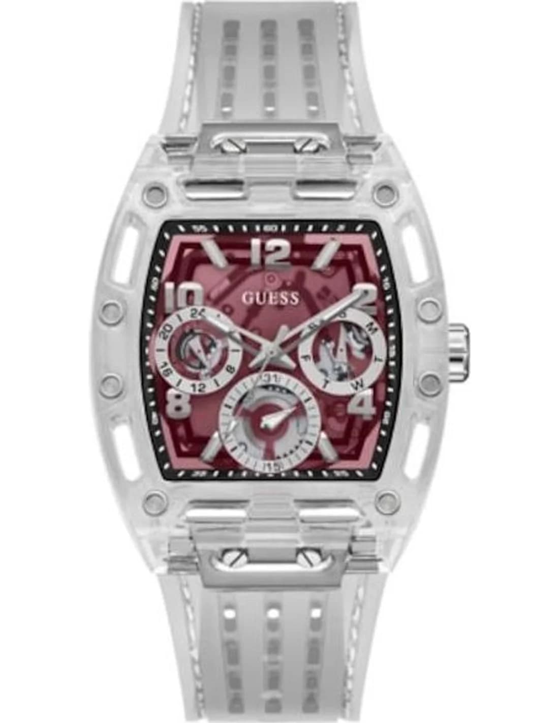 Montre Guess GW0499G9 homme cadran bordeaux bracelet silicone
